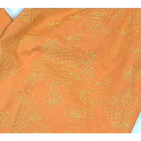 VTG Talbots Woman Petites Capri Pants 16W Embroidered Pineapples Summer Tropical - Picture 5 of 7